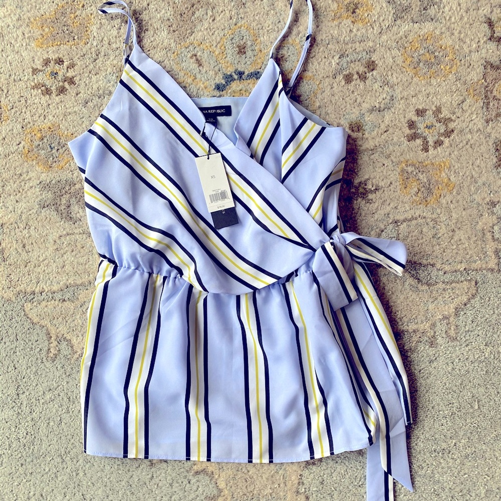 Banana republic wrap tank in blue stripe Xs new